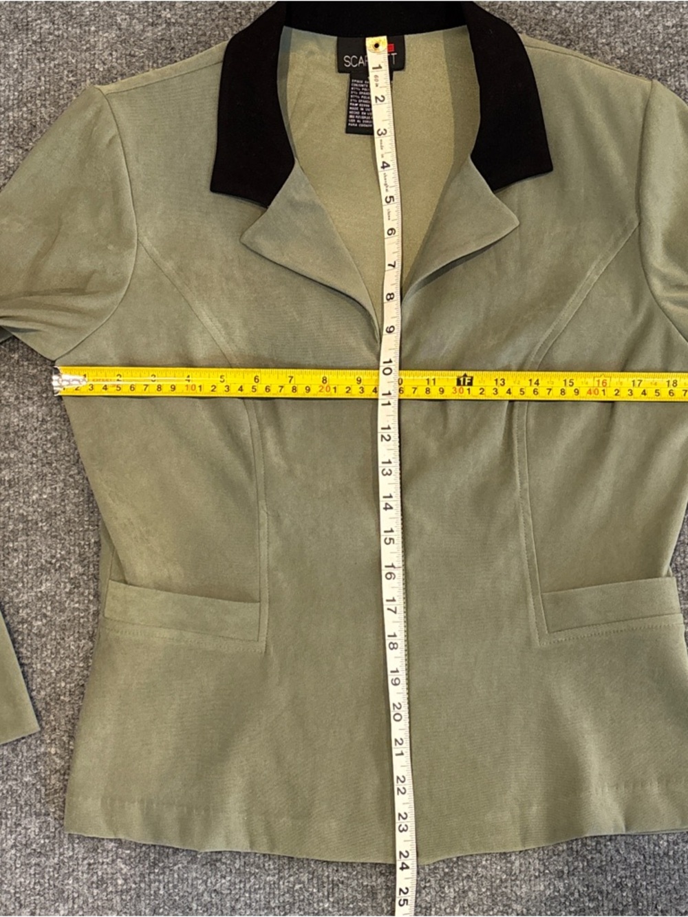 Vintage Scarlett Olive Green Zip Top with Black Pants 2-piece pantsuit Size 10 - Picture 4 of 14